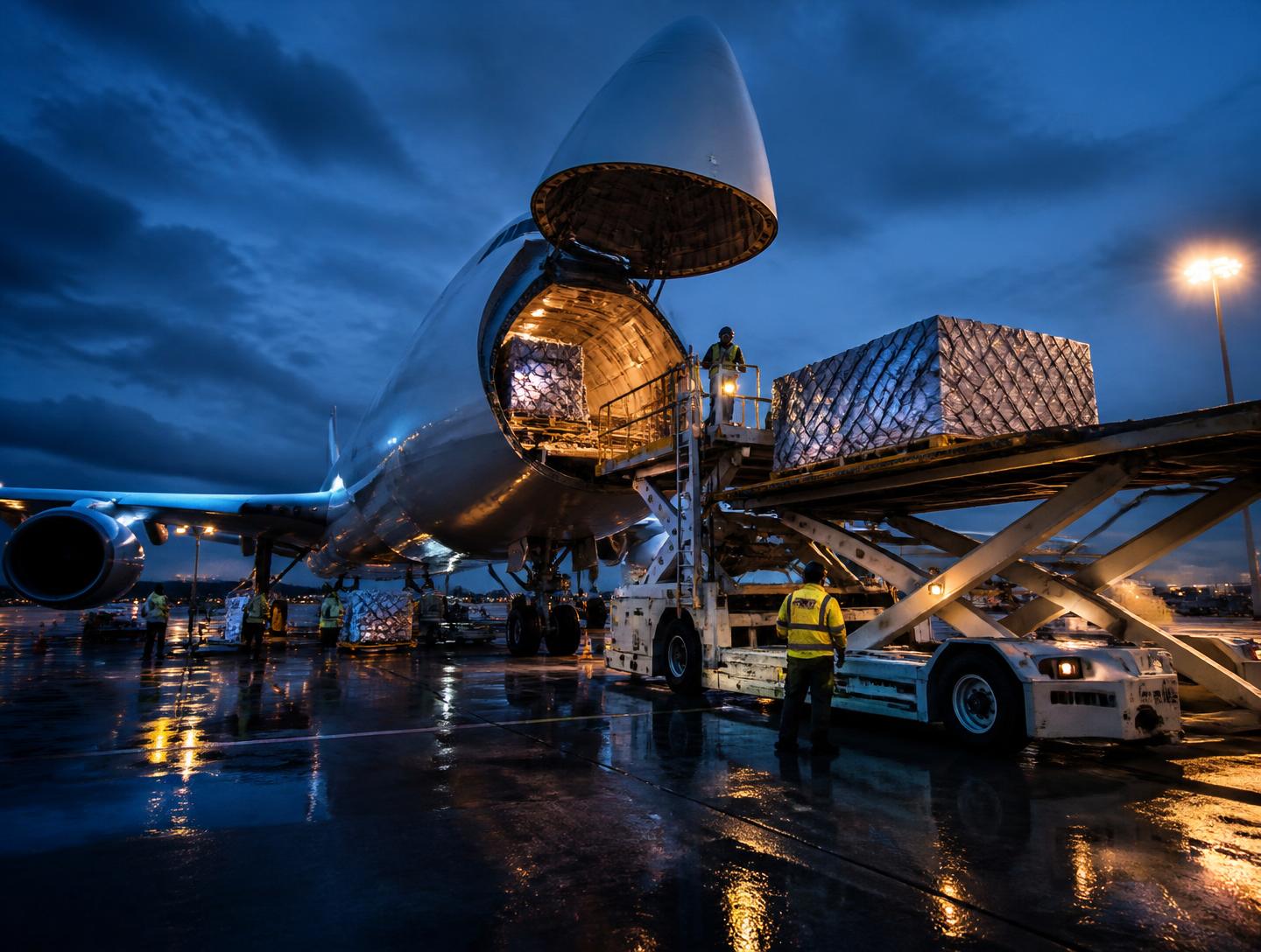 Avion cargo chargé sur le tarmac pour relier le Canada à la République démocratique du Congo